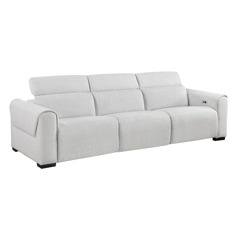 Lexicon McPherson Chenille Pwr Dbl Reclining Sofa with Power Headrests in Cloud