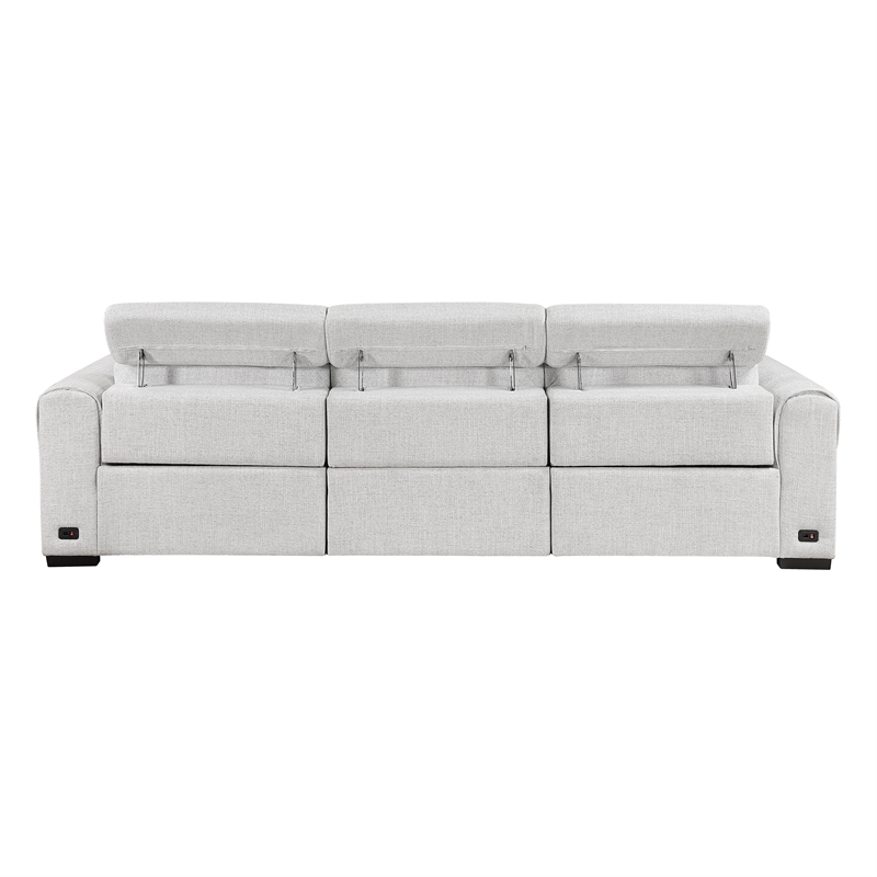 Lexicon McPherson Chenille Pwr Dbl Reclining Sofa with Power Headrests in Cloud
