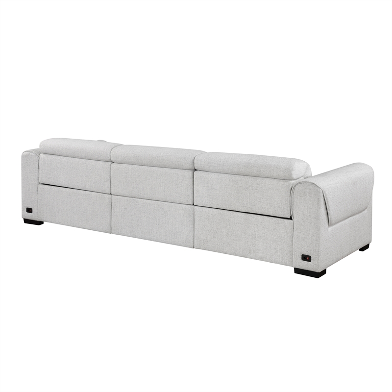 Lexicon McPherson Chenille Pwr Dbl Reclining Sofa with Power Headrests in Cloud