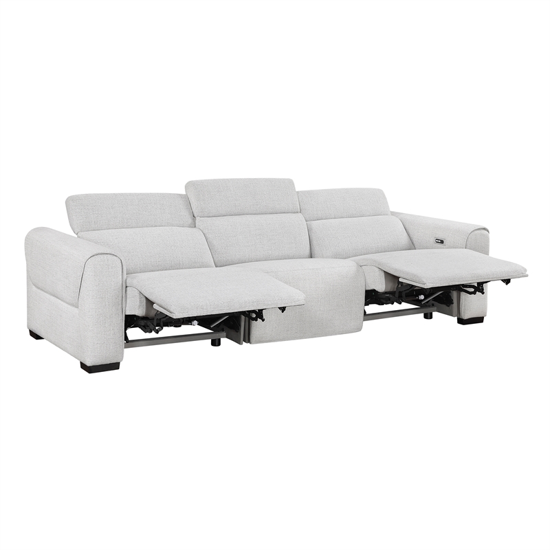 Lexicon McPherson Chenille Pwr Dbl Reclining Sofa with Power Headrests in Cloud