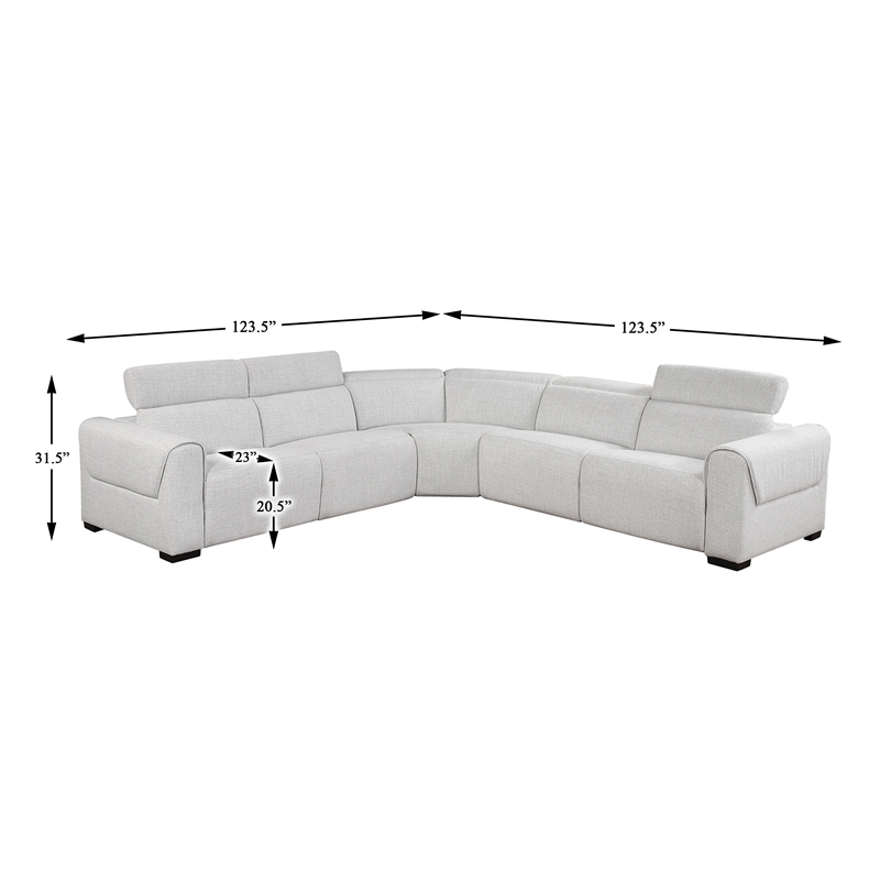 Lexicon McPherson Chenille 5-Piece Modular Power Reclining Sectional in Cloud