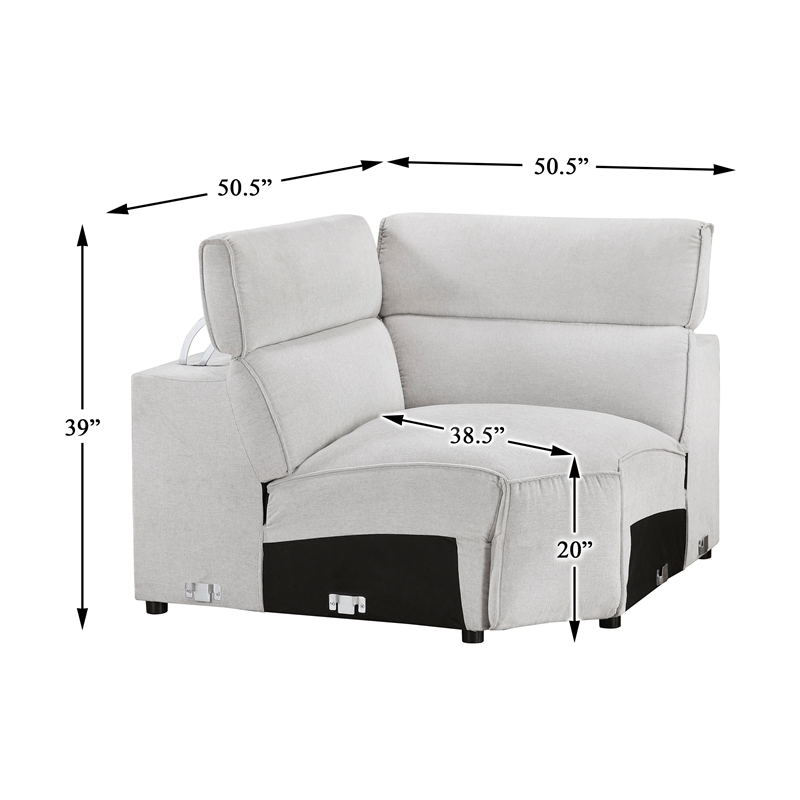 Lexicon Phoebe Microfiber (3/5) Corner Seat in Light Gray