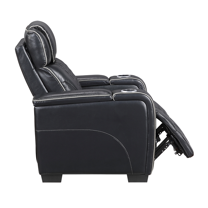 Lexicon Apex Leather Power Reclining Chair with Power Headrest in Black
