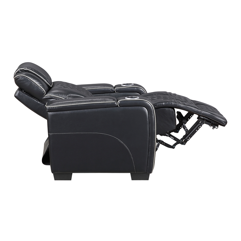 Lexicon Apex Leather Power Reclining Chair with Power Headrest in Black