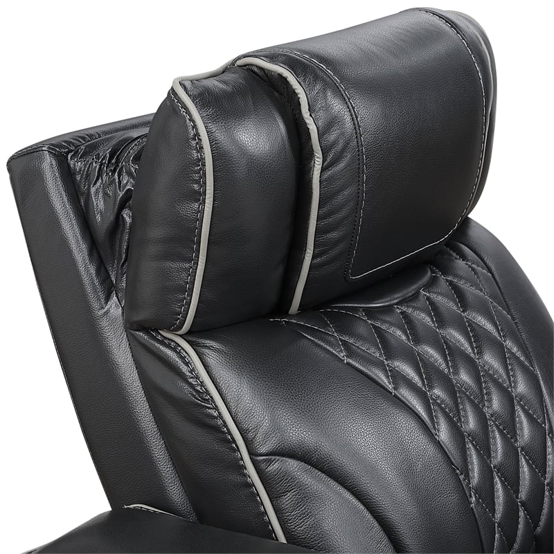 Lexicon Apex Leather Power Reclining Chair with Power Headrest in Black
