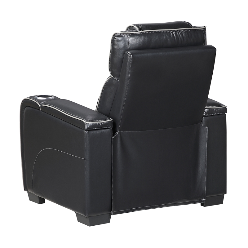 Lexicon Apex Leather Power Reclining Chair with Power Headrest in Black