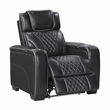 Lexicon Apex Leather Power Reclining Chair with Power Headrest in Black