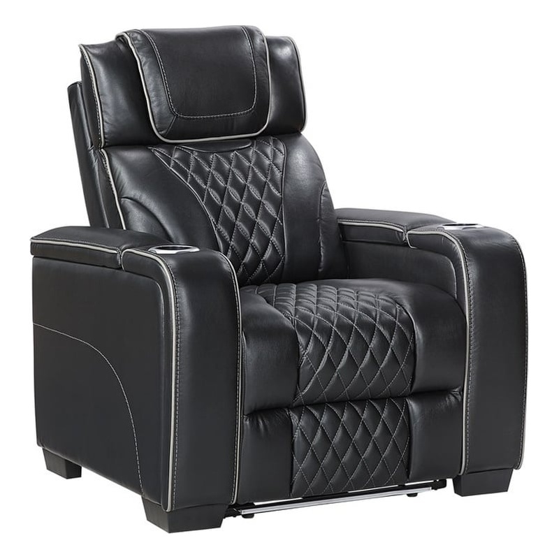 Lexicon Apex Leather Power Reclining Chair with Power Headrest in Black