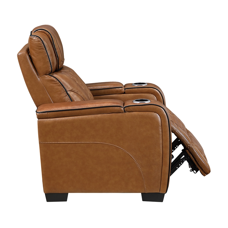 Lexicon Apex Leather Power Reclining Chair with Power Headrest in Brown