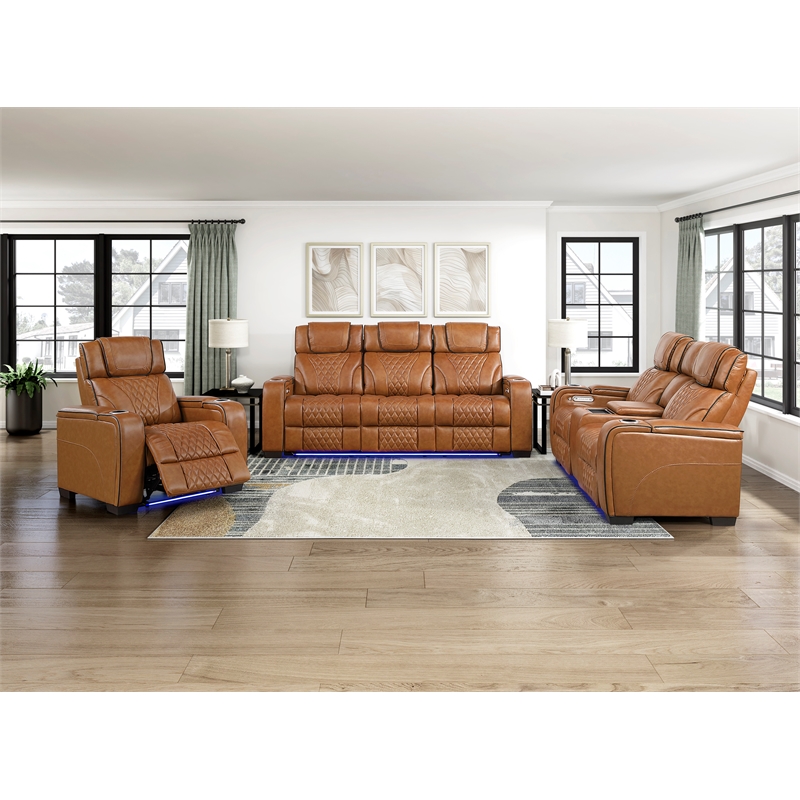 Lexicon Apex Leather Power Reclining Chair with Power Headrest in Brown