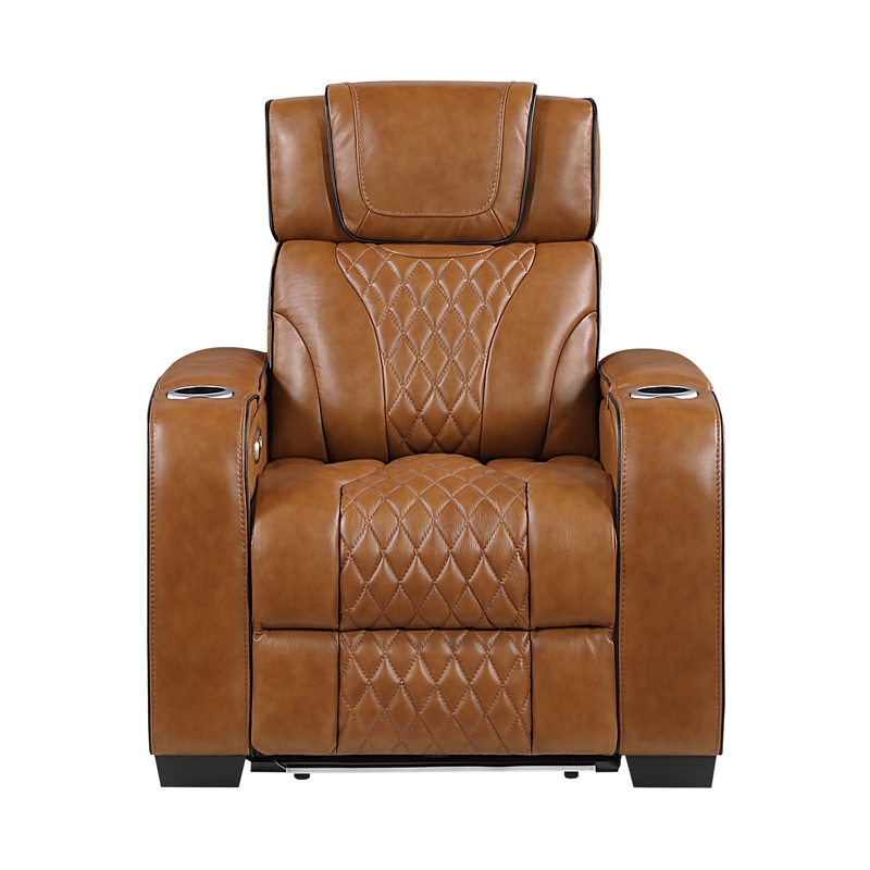 Lexicon Apex Leather Power Reclining Chair with Power Headrest in Brown