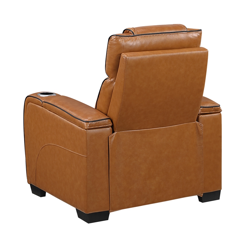 Lexicon Apex Leather Power Reclining Chair with Power Headrest in Brown