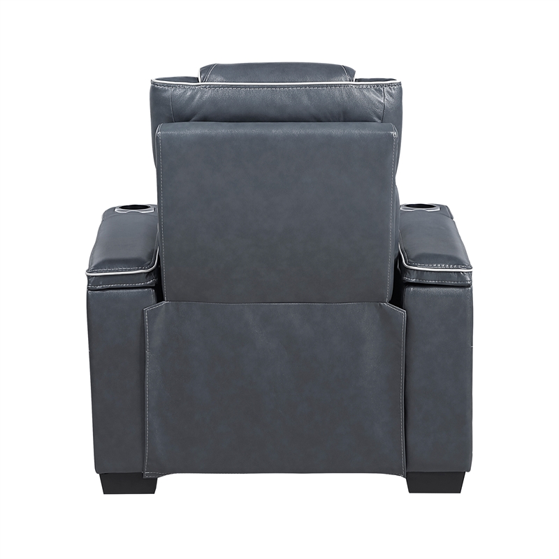 Lexicon Apex Leather Power Reclining Chair with Power Headrest in Blue