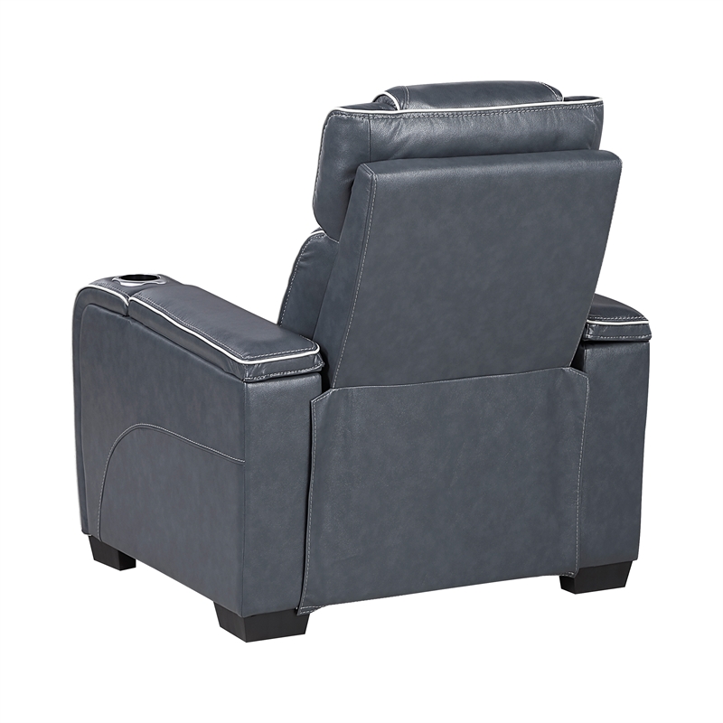 Lexicon Apex Leather Power Reclining Chair with Power Headrest in Blue
