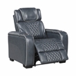 Lexicon Apex Leather Power Reclining Chair with Power Headrest in Blue
