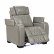 Lexicon Apex Leather Power Reclining Chair with Power Headrest in Gray