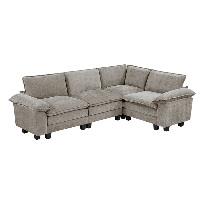 Lexicon Dublin Chenille 4-Piece Modular Sectional in Dark Pewter