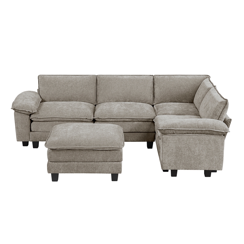 Lexicon Dublin Chenille 5-Piece Modular Sectional with Ottoman in Dark Pewter