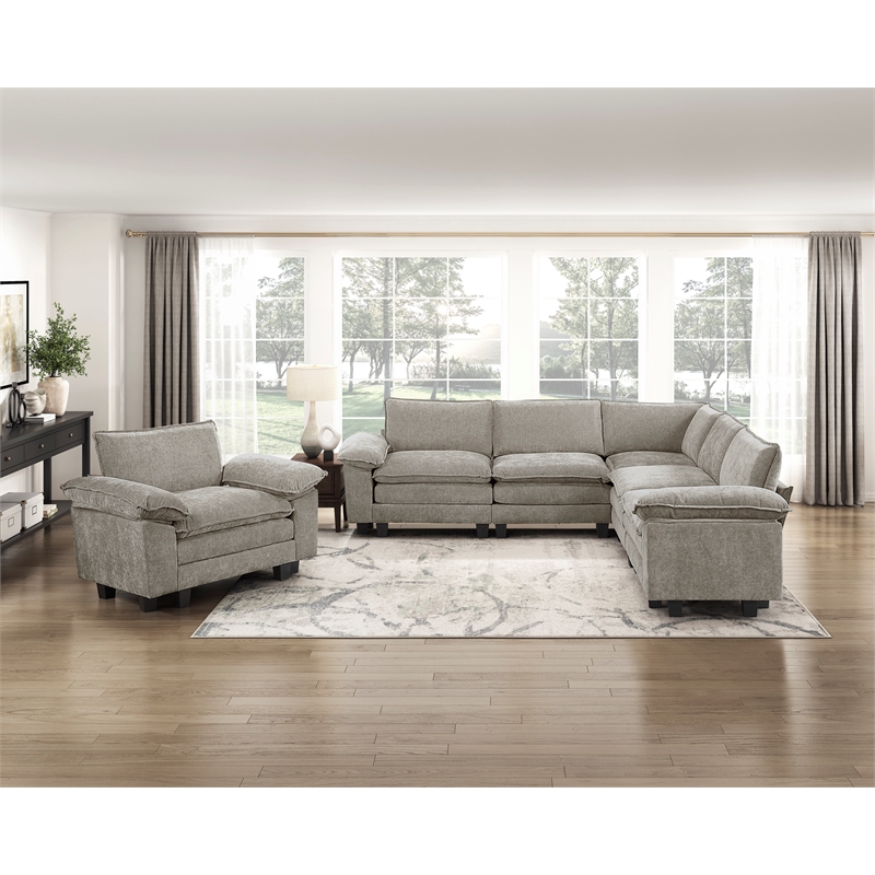 Lexicon Dublin Chenille 5-Piece Modular Sectional in Dark Pewter