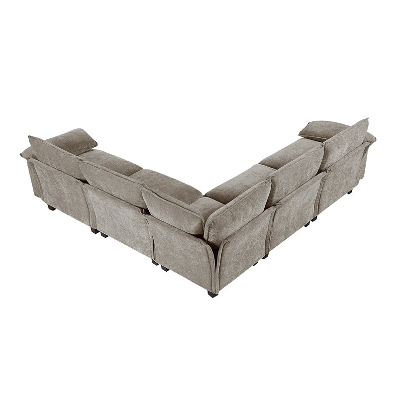 Lexicon Dublin Chenille 5-Piece Modular Sectional in Dark Pewter