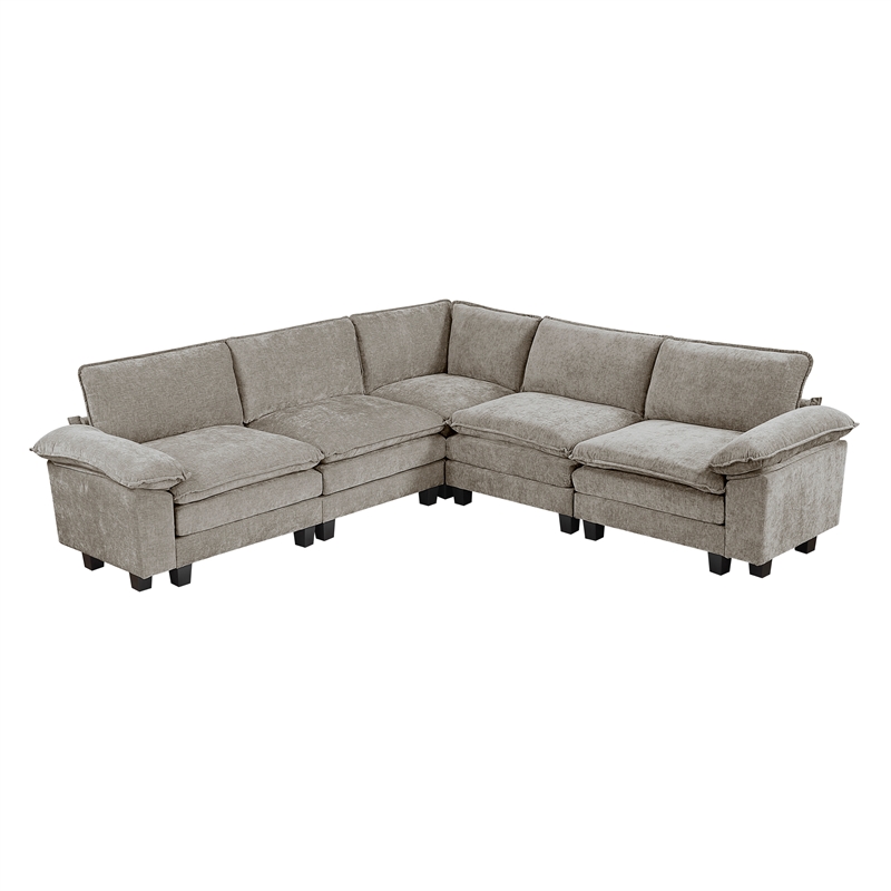 Lexicon Dublin Chenille 5-Piece Modular Sectional in Dark Pewter