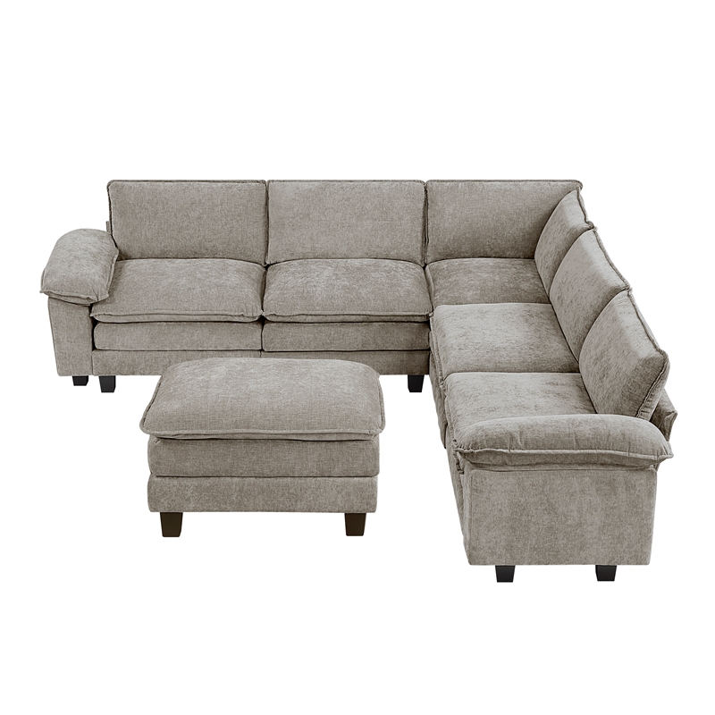 Lexicon Dublin Chenille 6-Piece Modular Sectional with Ottoman in Dark Pewter