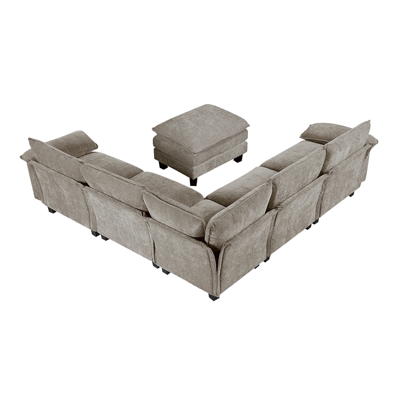 Lexicon Dublin Chenille 6-Piece Modular Sectional with Ottoman in Dark Pewter