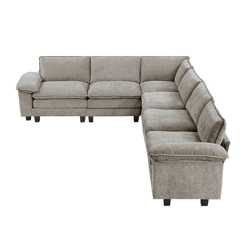 Lexicon Dublin Chenille 6-Piece Modular Sectional in Dark Pewter