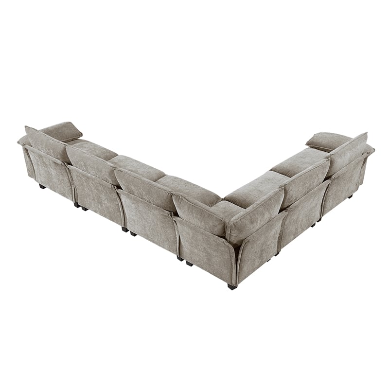 Lexicon Dublin Chenille 6-Piece Modular Sectional in Dark Pewter