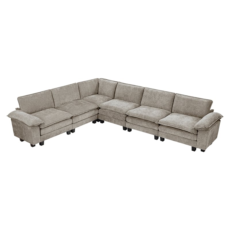 Lexicon Dublin Chenille 6-Piece Modular Sectional in Dark Pewter