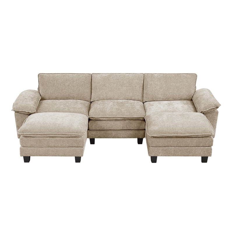 Lexicon Dublin Chenille 5-Piece Modular Sectional with Ottoman in Taupe
