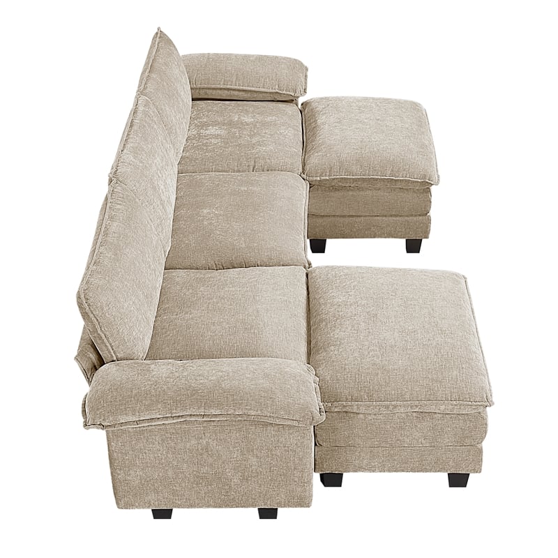Lexicon Dublin Chenille 5-Piece Modular Sectional with Ottoman in Taupe