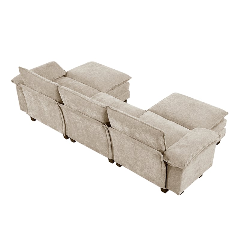 Lexicon Dublin Chenille 5-Piece Modular Sectional with Ottoman in Taupe