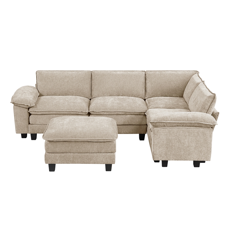 Lexicon Dublin Chenille 5-Piece Modular Sectional with Ottoman in Taupe