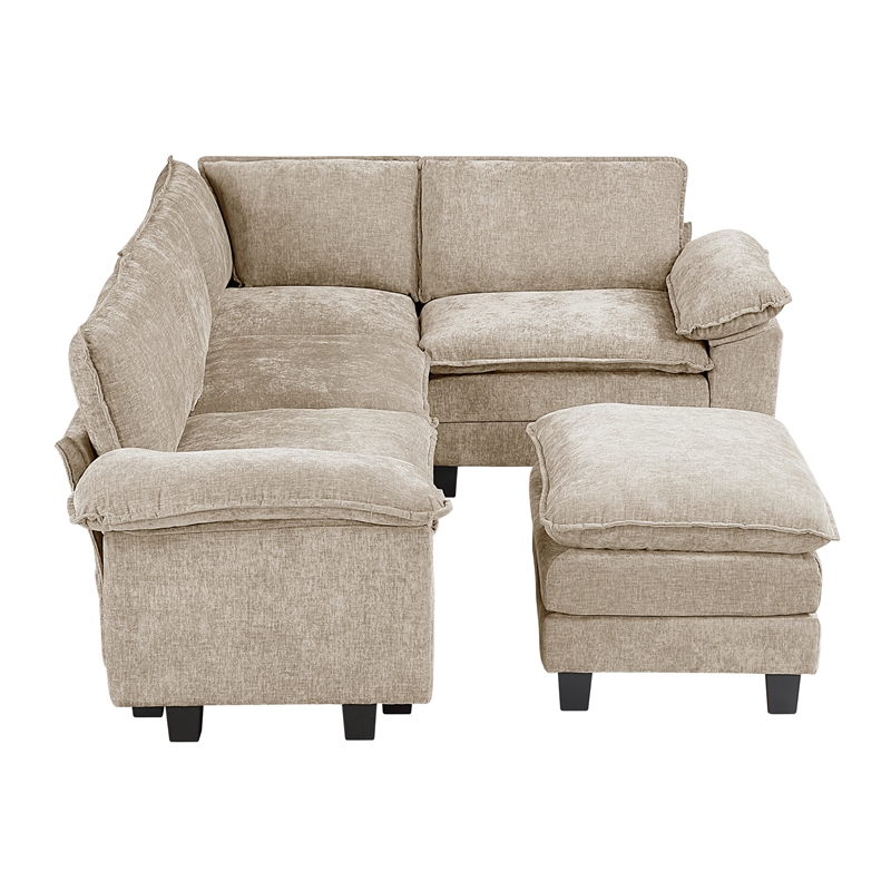 Lexicon Dublin Chenille 5-Piece Modular Sectional with Ottoman in Taupe