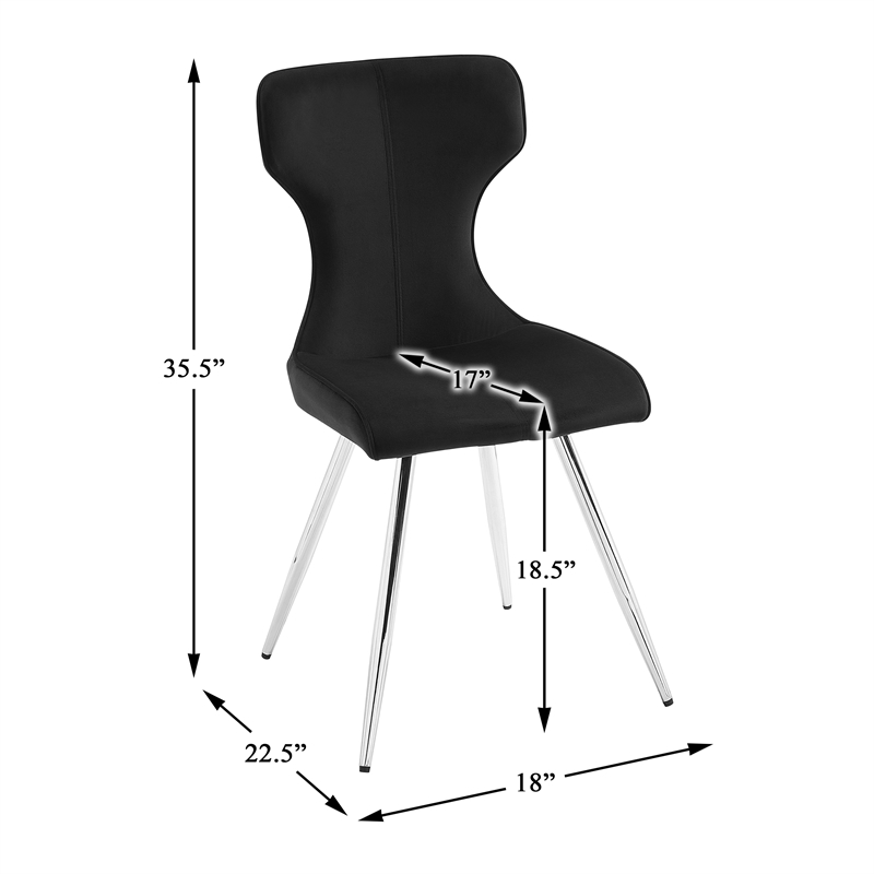 Lexicon Topeka Velvet Dining Side Chair-Set of 2 in Black