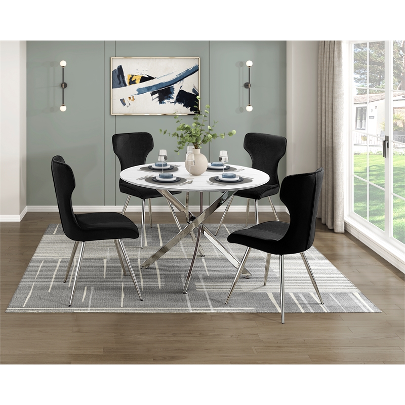 Lexicon Topeka Velvet Dining Side Chair-Set of 2 in Black