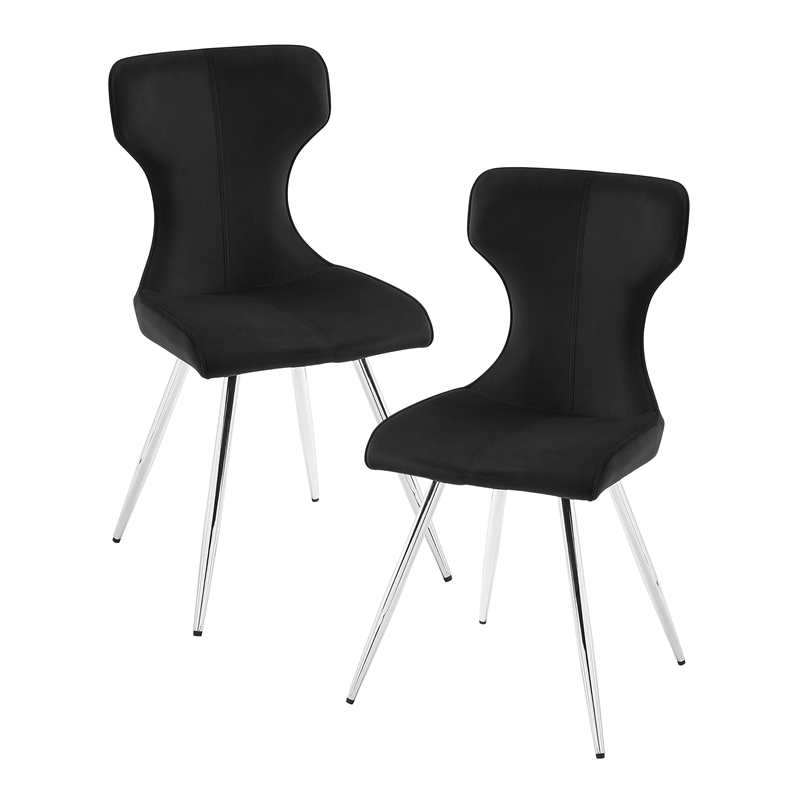 Lexicon Topeka Velvet Dining Side Chair-Set of 2 in Black