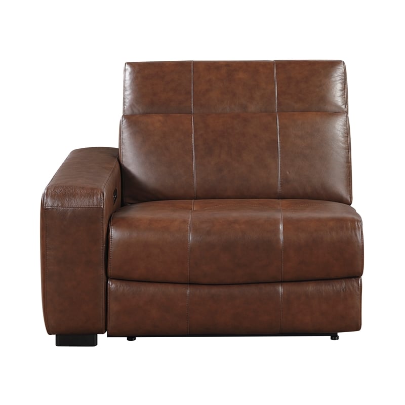 Lexicon Sutton Leather (1/2) Power Left Side Reclining Chair in Brown