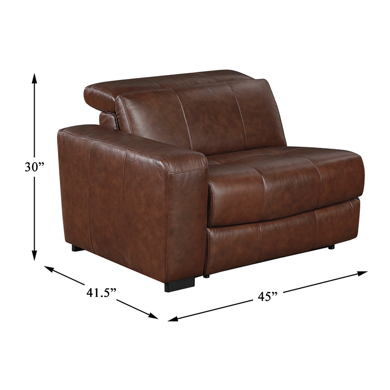 Lexicon Sutton Leather (1/2) Power Left Side Reclining Chair in Brown