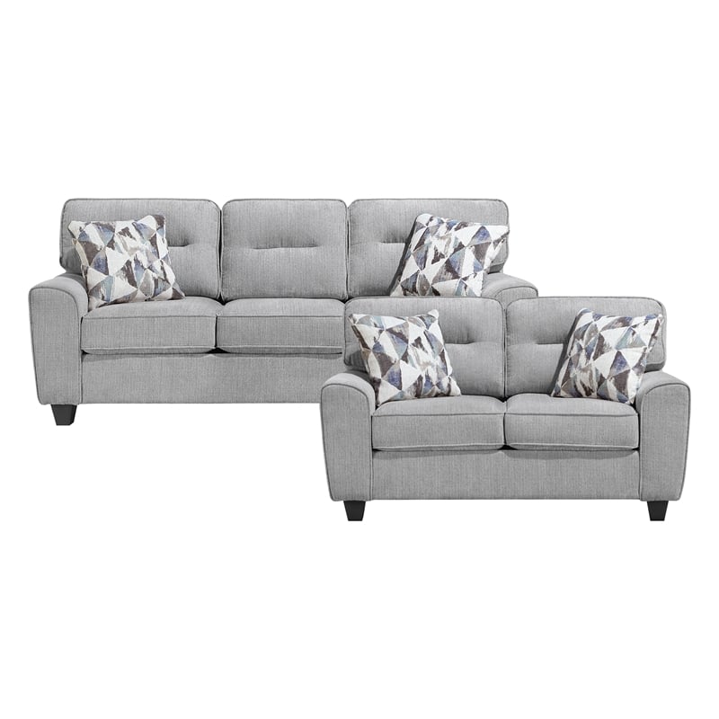 Lexicon Bennett Chenille 2pc Set-Sofa & Loveseat in Gray