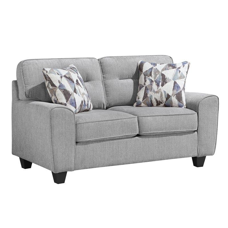 Lexicon Bennett Chenille 2pc Set-Sofa & Loveseat in Gray