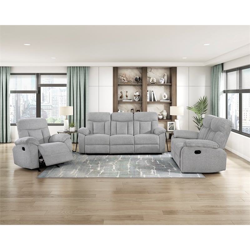 Lexicon Jules Chenille Double Reclining Sofa in Gray