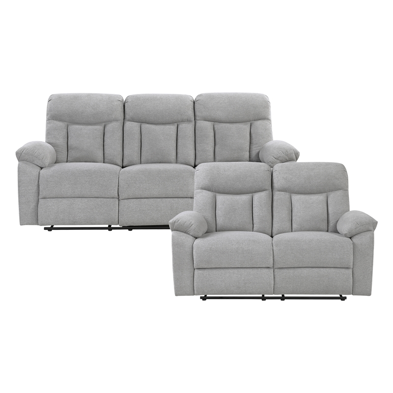 Lexicon Jules Chenille 2pc Set-Sofa & Loveseat in Gray