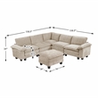 Lexicon Dublin Chenille 6-Piece Modular Sectional with Ottoman in Taupe