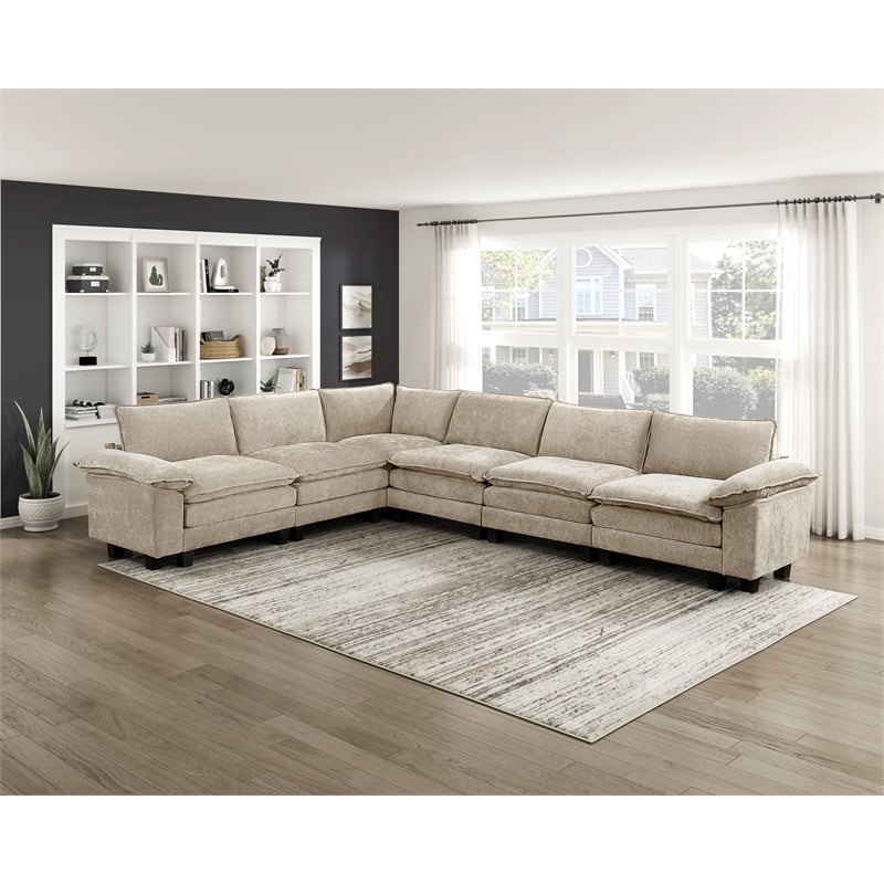 Lexicon Dublin Chenille 6-Piece Modular Sectional in Taupe
