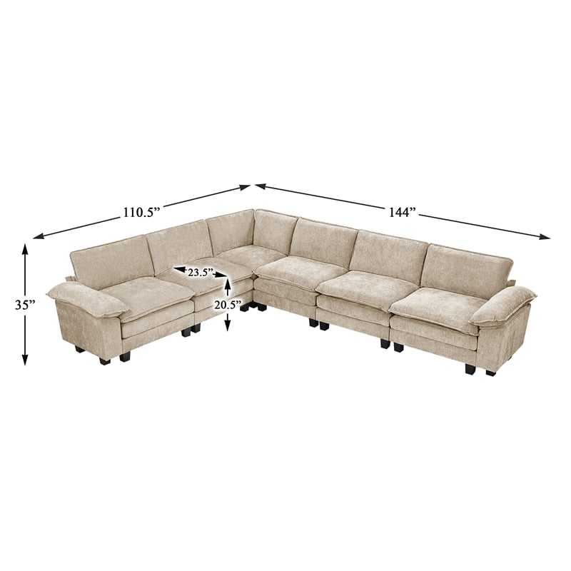 Lexicon Dublin Chenille 6-Piece Modular Sectional in Taupe