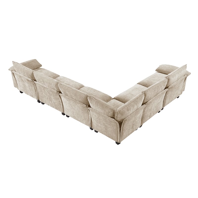 Lexicon Dublin Chenille 6-Piece Modular Sectional in Taupe