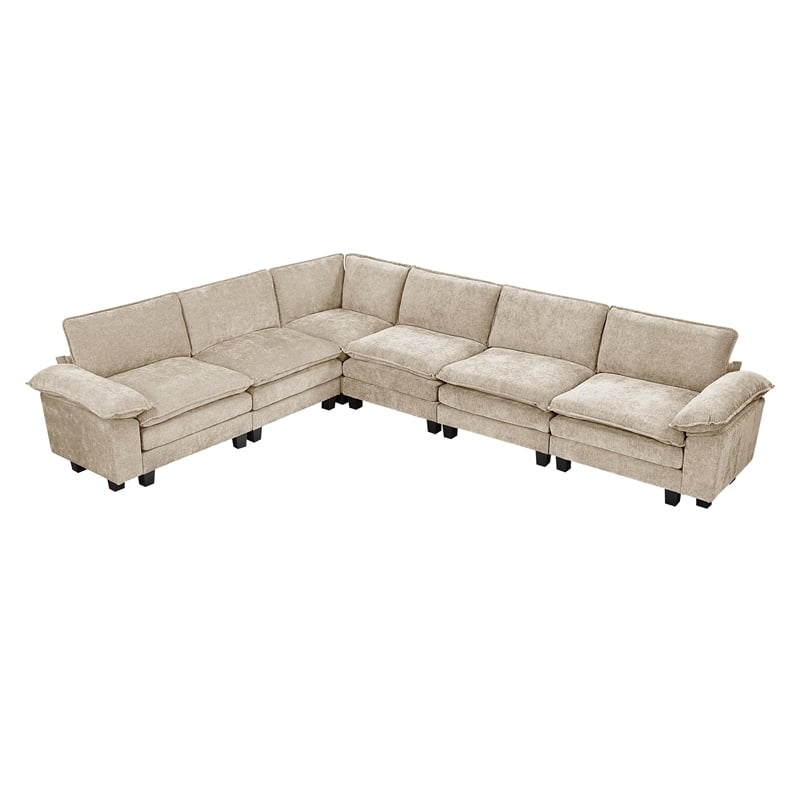 Lexicon Dublin Chenille 6-Piece Modular Sectional in Taupe