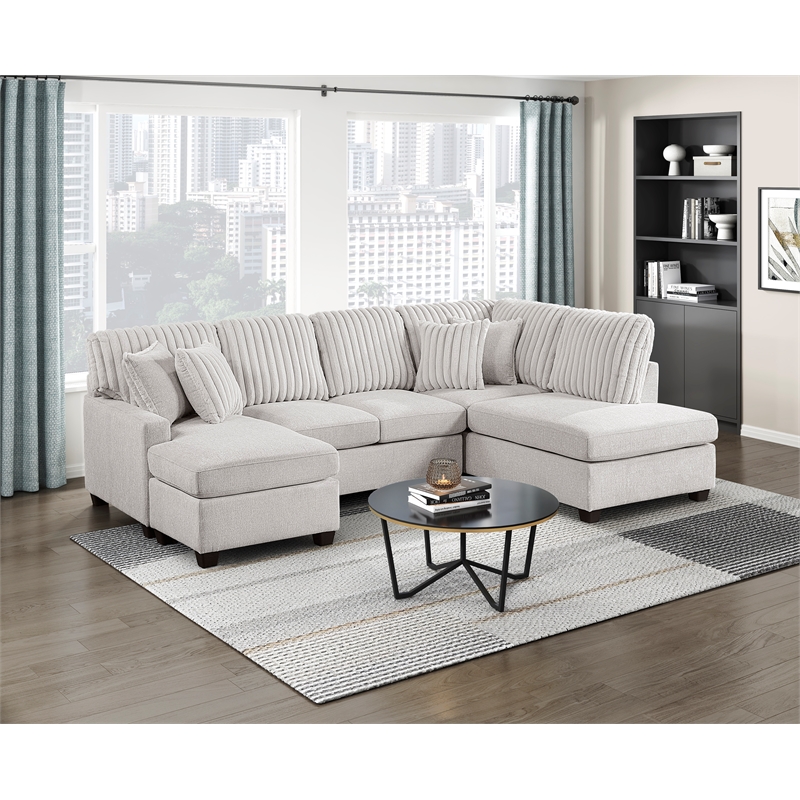 Lexicon Lawson Cheniille & Corduroy 2-Piece Sectional with Left Chaise in Taupe